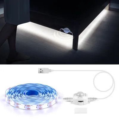Wireless PIR Motion Sensor 5V USB LED Strip Light Flexible LED Tape Ribbon for Stair Closet Kitchen Backlight Night Light Decor