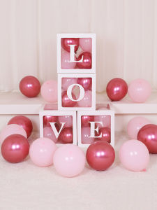Transparent Balloon Box Window Display Decoration Birthday Party Wedding Couple Room Romantic Scene Props Latex Balloons