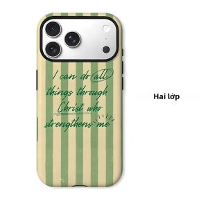 Ốp Điện Thoại iPhone Họa Tiết Sọc Kem Xanh In Câu Kinh Thánh Hai Lớp Chống Sốc Chống Xước Mềm Mại Chống Bụi Chống Trượt