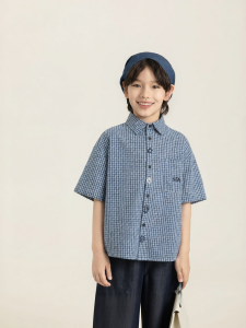 Blue Check Lightweight Shirt Breathable Summer Fashion