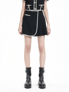 Asymmetric Plaid Pleated Mini Skirt