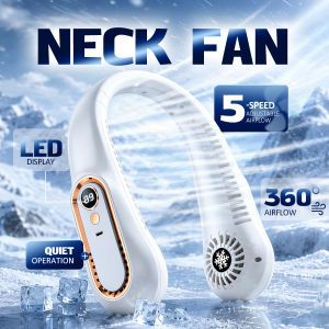 Portable Neck Fan 5 Speeds LED Screen 360° Cooling Quiet Wearable USB Fan for Travel Home Office