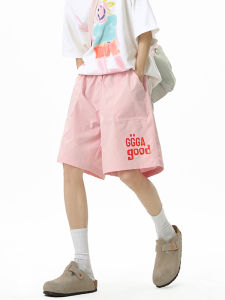 Pink Sports Shorts Womens 2025 New Summer Quick Dry Loose Casual Beach Six Five Pants Street Style Polyester Fiber Straight Leg