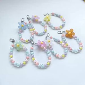 Zephyriy Portabel Pastoral Bunga Manik-manik Kristal Rantai Transparan Permen Ponsel Case Earphone Case Tas Liontin