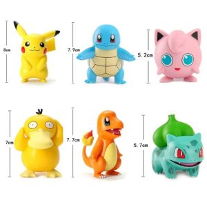 Bandai | 9/6Pcs/set Pokemon Cake Anime Figure Pikachu Party Happy Birthday Pokemon Cake Decoration Supplies Ornaments Boy Kids Gift