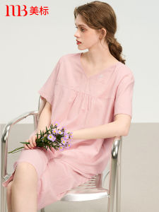 Pure Cotton Short Sleeve Sleepwear Set Womens Spring Summer Thin Gauze Home Clothes Sweet Princess Style Casual Home Leisure