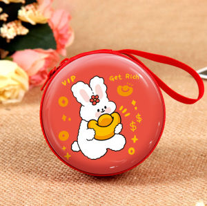 Creative Cartoon Iron Zipper Coin Purse Bluetooth Earphone Storage Bag Kindergarten Souvenir Small Gift round Zipper Bag
