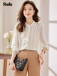 puella | Flattering French-Style Ruffled Stand-Collar Shirt