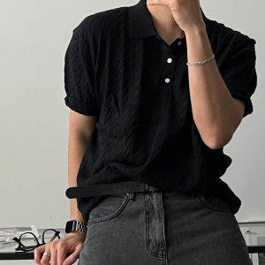 Ssumenam | Retro Luxury Style Polo Shirt Breathable Knit With Twill Texture