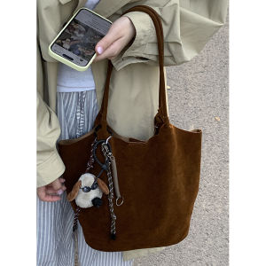 Túi Tote Da Suede Dung Tích Lớn Thời Trang Mới 2024 Túi Xách Tay Nữ Retro Túi Xách Dưới Mắt Cá Chân Đa Năng