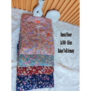 COD Set polos motif kombinasi bunga salur abstrak bahan twill armany jumbo