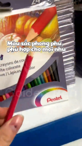 Bút chì màu Penetel Arts CB8 cao cấp 12/24/36 màu đa dạng đáp ứng mọi nhu cầu tô vẽ