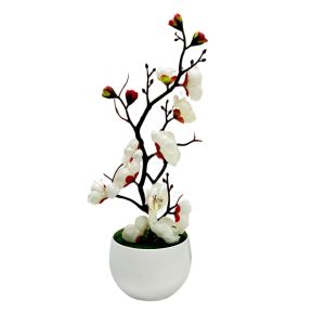 1 Cây Hoa Mai Nhân Tạo Thực Tế Cây Bonsai Mini Trong Chậu Có Chậu Màu Trắng Dùng Trang Trí Nhà Văn Phòng Bàn Làm Việc Không Cần Bảo Dưỡng