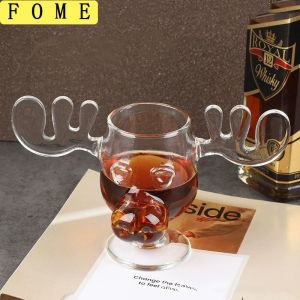 FOME Christmas Elk Wine Glass Cup Transparent Cocktail Juice Cup Reindeer Glass Mug Party Beer Whiskey Glasses Shot Cups