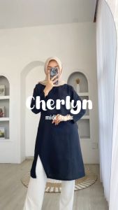 CHERLYN MIDI DRESS - FLOTTILICIOUS / tunik wanita / baju murah / casual / bahan linen / fashion outfit / korean style / Panjang Tangan / pocket depan slit pinggir