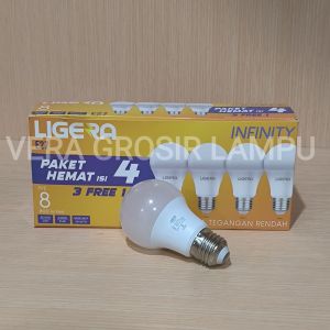 LIGERA INFINITY pack 8W 10W 14W paket hemat isi 4 PC lampu cahaya putih 6500K fiting E27