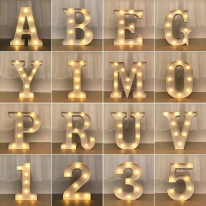 16/22 ซม.DIY ส่องสว่างไฟ LED Letter Night Light ตัวอักษรสร้างสรรค์ตัวอักษรจํานวนแบตเตอรี่โคมไฟโรแมนติกปาร์ตี้ตกแต่ง