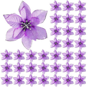 13CM Christmas Decoration Artificial Glitter Flowers Floral for Xmas Tree Ornament New Year Party Home Decoration Navidad