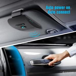 kebidumei | Sun Visor Clip Loa Bluetooth Bộ Phụ Kiện Xe Hơi Rảnh Tay Bộ Thu Âm Thanh Không Dây Loa Ngoài Có Micrô Kép Để Phát Nhạc Lớn