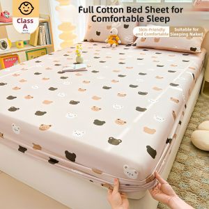 BEIPIN | Pure Cotton Bed Sheets Set Mattress Protection
