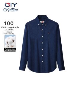 GYgoldlion | Pure Cotton Long Sleeve Turn-down Collar Comfortable Commuter Shirt