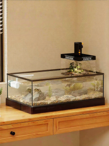 Tailwise | Extra Clear Glass Stream Landscaping Sun-warming Deck Turtle Terrarium