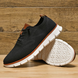 Mens running shoes knitted shoes fashion casual sports shoes breathable exercise fitness light soft plus size mens shoes 40-48