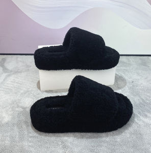 Autumn Winter New Style Thick Bottom Platform Sheepskin Slippers Womens Heightening Fur Shoes Leather Fur Integrated Outdoor Wear
