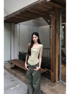 French Style Sleeveless T-Shirt Unique Design