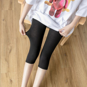 Modal Cropped Leggings Womens Summer Thin High Waist Oversized Stretch Pants Slim Looking Easiest for Match Gray 7 Cropped Pants