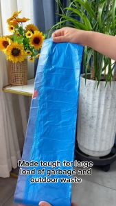 Locaupin Thick Garbage Bag Household Plastic Drawstring Trash Bag with Holder Recycling Wastebasket Garbage Can Liners