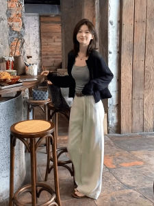 XUECAIQI | Stylish Versatile Sun-protective Sleeveless Top Shirt Cardigan High Waist Pants Three Piece Set