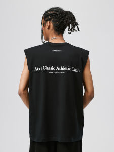 ATRY Shoulder-Drifting Summer Trend Streetwear Vintage American Sleeveless Tank Top Loose Mens T-shirt Youthful Vitality