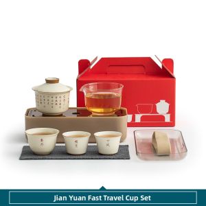 SANXUN | Portable Outdoor Ceramic Tea Set with 1 Teapot and 3 Cups