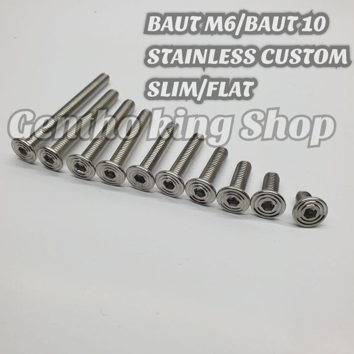 BAUT L M6/KUNCI 10 SLIM CUSTOM STAINLESS 304 UNIVERSAL ALL MOTOR