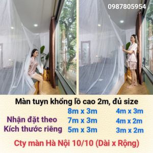 Màn Tuyn Mùng Ngủ Cao 2m Cỡ Đại (DxR) 4mx2m / 3.5mx2m / 3.2m x 2m / 3m x 2m / 2.5mx2m / 2.2mx2m / 1.8mx2m / 1.6mx2m / 1.2mx2m - Mùng Màn Ngủ Hà Nội 10/10 Loại To Nhất CÓ CỬA & KHÔNG CỬA