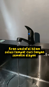 Kran Wastafel Cuci Tangan 1/2 Inch Sistem Up Down Chrome Hitam Bahan Zinc Alloy Anti Kelupas