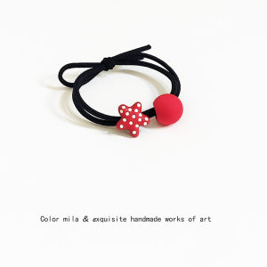 Alloy ~ Red Polka Dot Stars Heart Hair Band Hair Rope Cute Young Adult Hair Band Basic Hair Rope Headdress