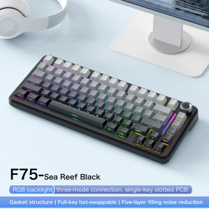 Freewolf F75 Hot Swappable Mechanical Keyboard 75% Layout Three Mode WirelessBT2.4G RGB Backlit Ergonomic For PC Gamer Office