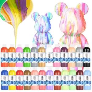 24สี60มิลลิลิตร/ขวดสร้างสรรค์วัสดุที่ทำด้วยมือของเหลวจิตรกรรมสีอะคริลิ DIY การ์ตูนของเหลวสี DIY ศิลปะงานฝีมือ
