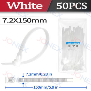 50PCS Reusable Plastic Ties Nylon Cable Zip Tie Black White Self-locking Desk Organiser For Wire Management Garden Strap Bundle