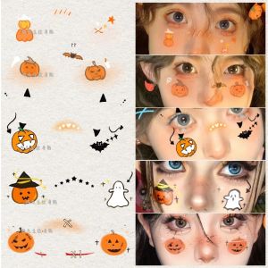 Halloween Pumpkin Decoration Makeup Glitter Tattoo Sticker Dress up Face Pasters Ghost Spider Face Accessories Stickers Dress up