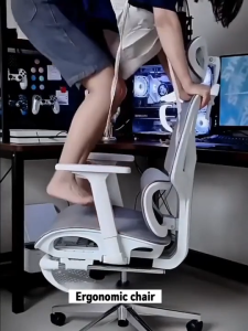 SS Ergonomic Chair Gaming Chair Adjustable Breathable Design Long Sitting Comfort With Foot Rest Back Pain Killer