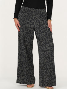 กางเกงขายาวทรงสลิมฟิตเอวสูงลายเสือดาว ทรงหลวมสบาย ๆ สำหรับผู้หญิง กางเกงขายาวทรงตรง ทรงหลวม ทรงลำลอง ฤดูใบไม้ผลิ 2025