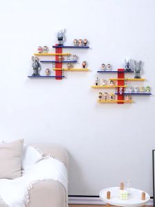5 Tiers Wall Shelf DIY Blind Box Doll Figure Display Shelf Punch-free Bedroom Toy Storage Organizer Wall Decoration