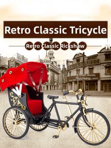 Vintage Alloy Rickshaw Model Old Shanghai Collectible