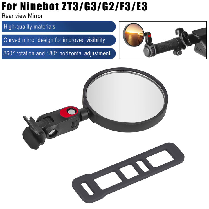 Rétroviseur Grand Angle Pour Ninebot Segway – Compatible Max G30/G2/G3, GT3, F3, E3 Et Plus – Réglable 3 Axes, Installation Facile Par Sangle Silicone