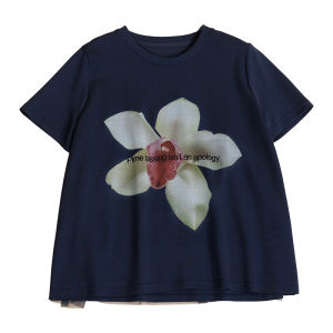 Leisure Print Short Sleeve T-Shirt Loose Slimming Mesh Back