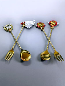 Magic Wand Fork Metal Spoon Anime Girl Gift Fifth Star Sakura Bird Head Transmuter Cartoon Anime Utensils Kitchen Dining