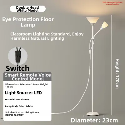 Standing Led Floor Lamp Adjustable Brightness Remote Control Bedside Living Room Bedroom Study Creative Warm Modern Iron Lampshade